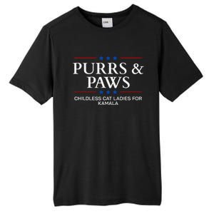 Childless Cat Lady 2024 Ladies Voting Kamala Purrs And Paws Tall Fusion ChromaSoft Performance T-Shirt