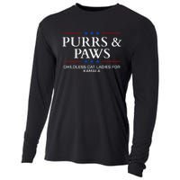 Childless Cat Lady 2024 Ladies Voting Kamala Purrs And Paws Cooling Performance Long Sleeve Crew