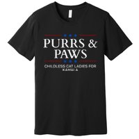 Childless Cat Lady 2024 Ladies Voting Kamala Purrs And Paws Premium T-Shirt