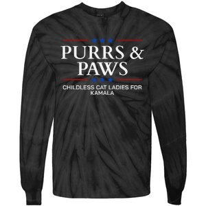 Childless Cat Lady 2024 Ladies Voting Kamala Purrs And Paws Tie-Dye Long Sleeve Shirt