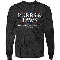 Childless Cat Lady 2024 Ladies Voting Kamala Purrs And Paws Tie-Dye Long Sleeve Shirt