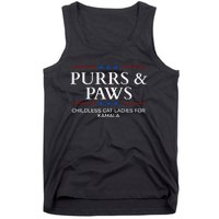 Childless Cat Lady 2024 Ladies Voting Kamala Purrs And Paws Tank Top