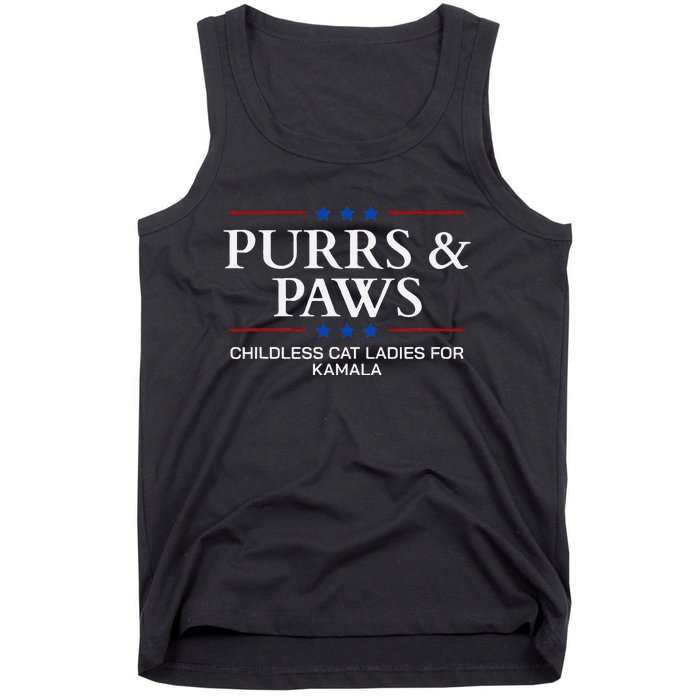 Childless Cat Lady 2024 Ladies Voting Kamala Purrs And Paws Tank Top