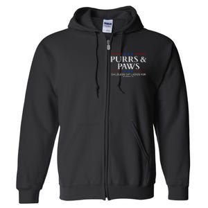 Childless Cat Lady 2024 Ladies Voting Kamala Purrs And Paws Full Zip Hoodie