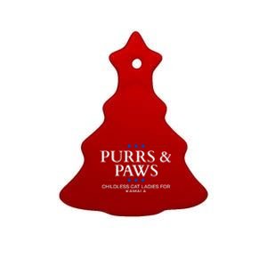 Childless Cat Lady 2024 Ladies Voting Kamala Purrs And Paws Ceramic Tree Ornament