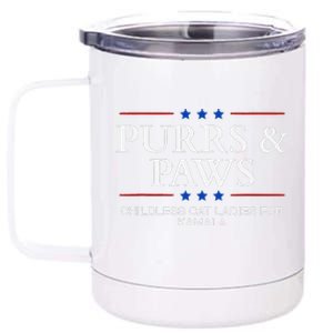 Childless Cat Lady 2024 Ladies Voting Kamala Purrs And Paws 12 oz Stainless Steel Tumbler Cup