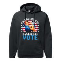 Childless Cat Ladies Vote Funny Vintage Rosie The Riveter Performance Fleece Hoodie