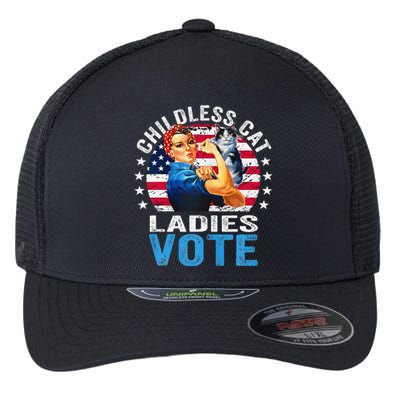 Childless Cat Ladies Vote Funny Vintage Rosie The Riveter Flexfit Unipanel Trucker Cap