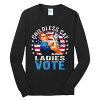 Childless Cat Ladies Vote Funny Vintage Rosie The Riveter Tall Long Sleeve T-Shirt