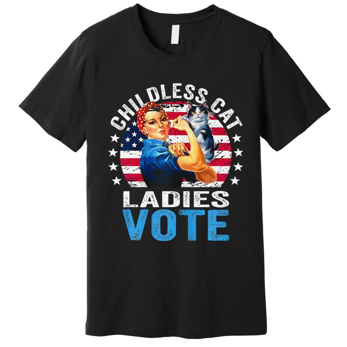 Childless Cat Ladies Vote Funny Vintage Rosie The Riveter Premium T-Shirt