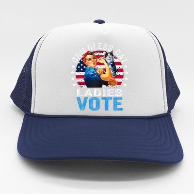 Childless Cat Ladies Vote Funny Vintage Rosie The Riveter Trucker Hat