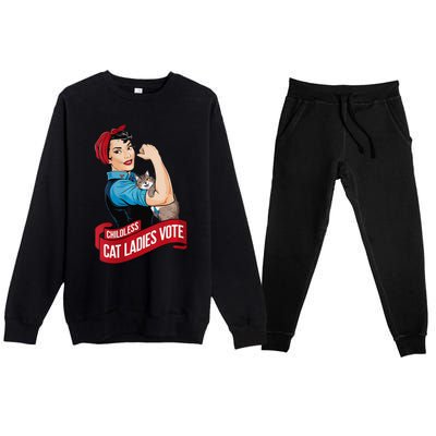 Childless Cat Ladies Vote Rosie Cat Funny Premium Crewneck Sweatsuit Set