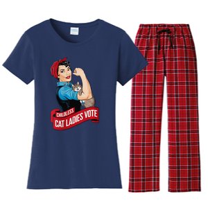 Childless Cat Ladies Vote Rosie Cat Funny Women's Flannel Pajama Set