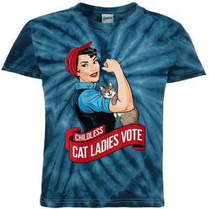 Childless Cat Ladies Vote Rosie Cat Funny Kids Tie-Dye T-Shirt