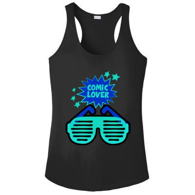 Cool Comic Lover Reading Glasses Comic Style Gift Ladies PosiCharge Competitor Racerback Tank