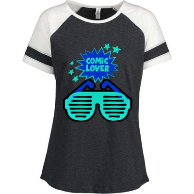 Cool Comic Lover Reading Glasses Comic Style Gift Enza Ladies Jersey Colorblock Tee