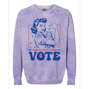 Childless Cat Ladies Vote Retro Election 2024 Usa Colorblast Crewneck Sweatshirt