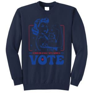 Childless Cat Ladies Vote Retro Election 2024 Usa Tall Sweatshirt