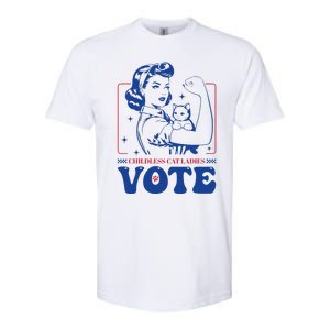 Childless Cat Ladies Vote Retro Election 2024 Usa Softstyle CVC T-Shirt