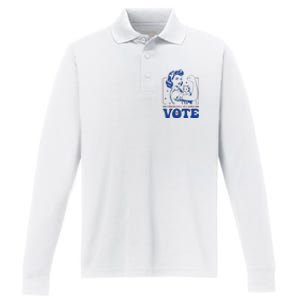 Childless Cat Ladies Vote Retro Election 2024 Usa Performance Long Sleeve Polo