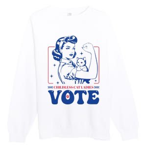 Childless Cat Ladies Vote Retro Election 2024 Usa Premium Crewneck Sweatshirt