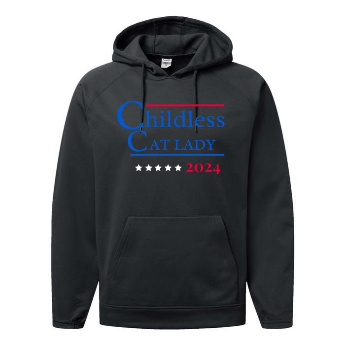 Childless Cat Lady For President Performance Fleece Hoodie