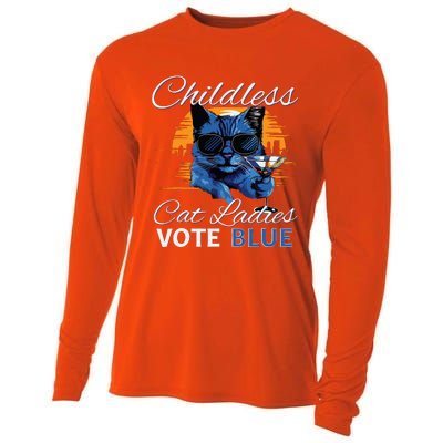 Childless Cat Ladies Vote Blue In November Kamala President Cooling Performance Long Sleeve Crew