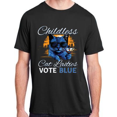 Childless Cat Ladies Vote Blue In November Kamala President Adult ChromaSoft Performance T-Shirt