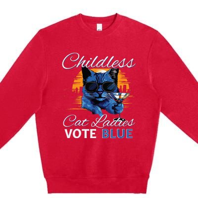 Childless Cat Ladies Vote Blue In November Kamala President Premium Crewneck Sweatshirt