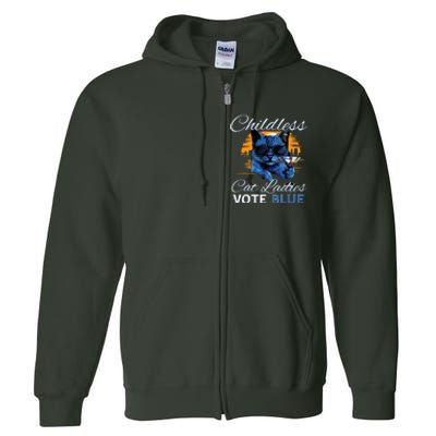 Childless Cat Ladies Vote Blue In November Kamala President Full Zip Hoodie