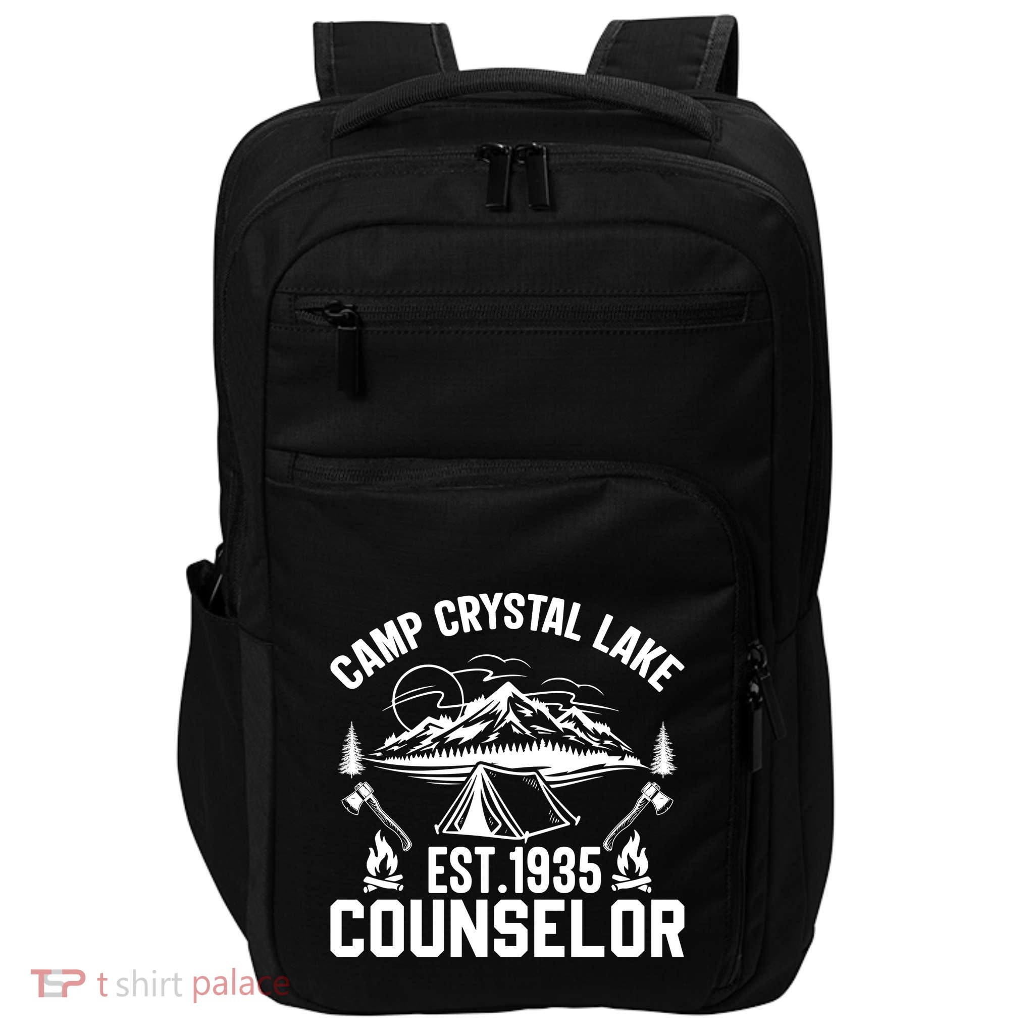 Camp Crystal Lake Est. 1935 Counselor Graphic Impact Tech Backpack