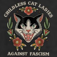 Childless Cat Ladies Against Fascism Flowers 7 Panel Mesh Trucker Snapback Hat