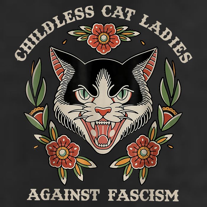 Childless Cat Ladies Against Fascism Flowers 7 Panel Mesh Trucker Snapback Hat