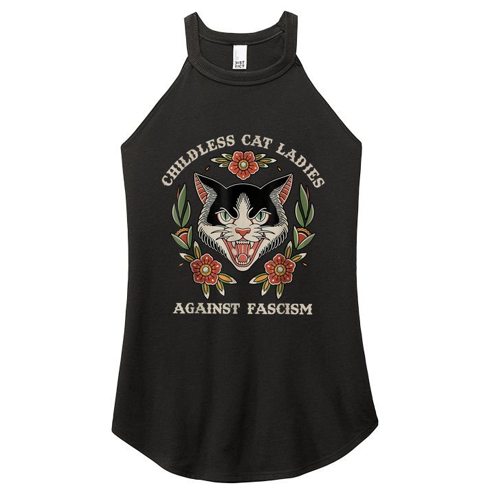Childless Cat Ladies Against Fascism Flowers Women's Perfect Tri Rocker Tank
