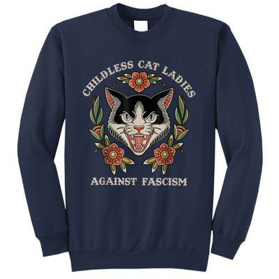 Childless Cat Ladies Against Fascism Flowers Sweatshirt