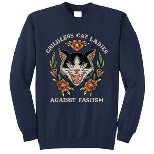 Childless Cat Ladies Against Fascism Flowers Tall Sweatshirt