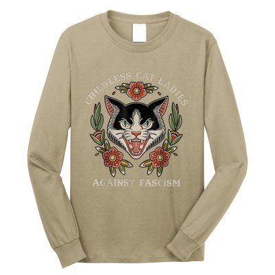 Childless Cat Ladies Against Fascism Flowers Long Sleeve Shirt