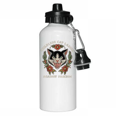 Childless Cat Ladies Against Fascism Flowers Aluminum Water Bottle