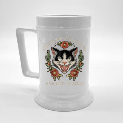 Childless Cat Ladies Against Fascism Flowers Beer Stein