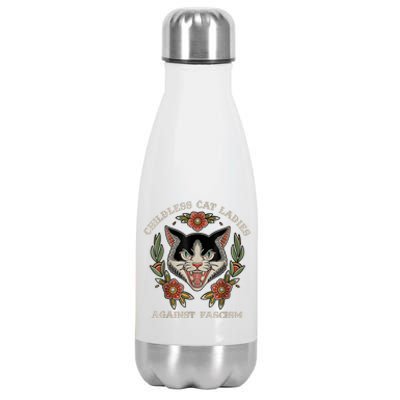 Childless Cat Ladies Against Fascism Flowers Stainless Steel Insulated Water Bottle