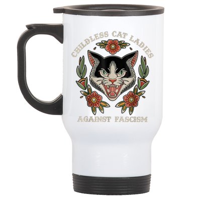 Childless Cat Ladies Against Fascism Flowers Stainless Steel Travel Mug