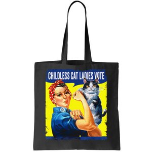 Childless Cat Ladies Vote Rosie The Riveter Funny Tote Bag