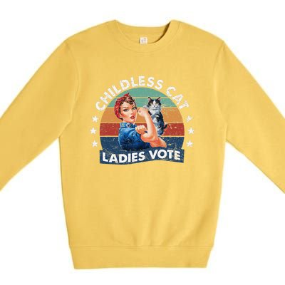 Childless Cat Ladies Vote Rosie The Riveter Vintage Funny Premium Crewneck Sweatshirt