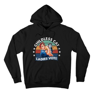 Childless Cat Ladies Vote Rosie The Riveter Vintage Funny Hoodie