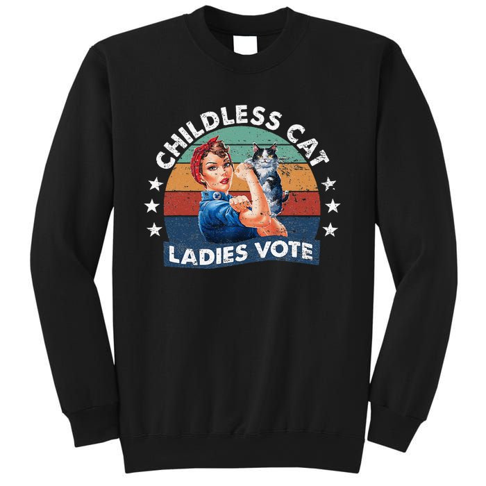 Childless Cat Ladies Vote Rosie The Riveter Vintage Funny Sweatshirt