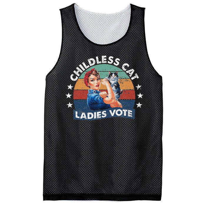 Childless Cat Ladies Vote Rosie The Riveter Vintage Funny Mesh Reversible Basketball Jersey Tank