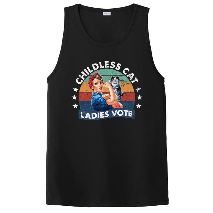 Childless Cat Ladies Vote Rosie The Riveter Vintage Funny PosiCharge Competitor Tank