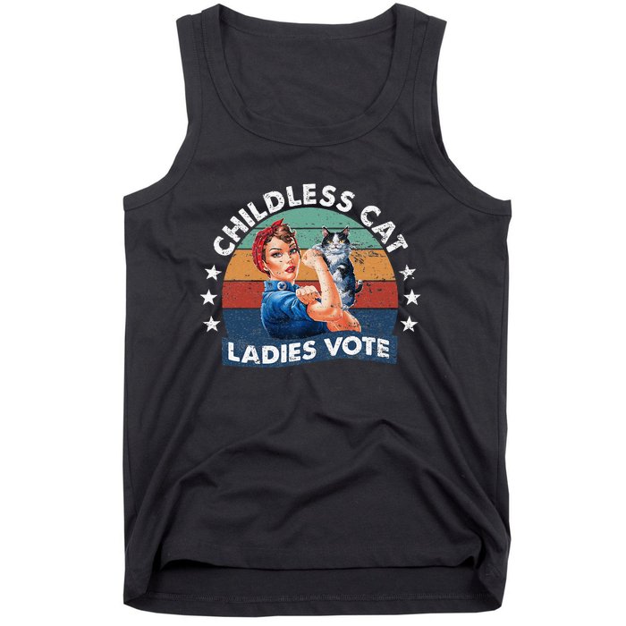 Childless Cat Ladies Vote Rosie The Riveter Vintage Funny Tank Top