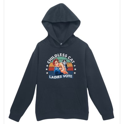 Childless Cat Ladies Vote Rosie The Riveter Vintage Funny Urban Pullover Hoodie