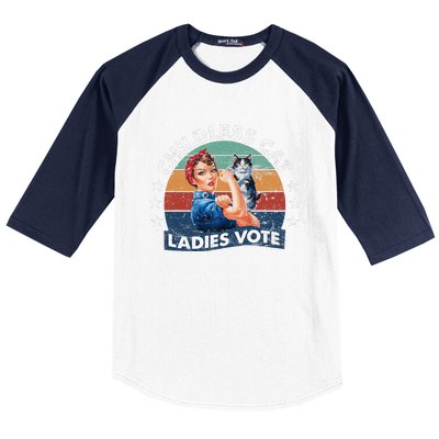 Childless Cat Ladies Vote Rosie The Riveter Vintage Funny Baseball Sleeve Shirt